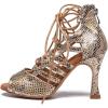 imageJUODVMP Women Latin Dance Shoes Cross Straps Stiletto Heel peep Toe Ballroom ChaCha High Heel Dance Shoes Model YCL552Ycl552gold35 Heelr