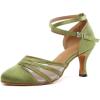 imageJUODVMP Womens Closed Toe Dance Heels Green Satin Latin Ballroom Dance Shoes for Wedding Party Model YCL189Green3 Inchycl189
