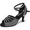 imageJUODVMP Womens Latin Dance Shoes Rhinestones Satin Ballroom Dancing Shoes Salsa Professional Dance ShoesBlackcz3 Heel