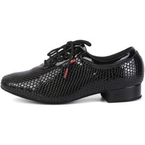 imageJUODVMP Mens Latin Dance Shoes Breathable 1quot Standard Heel Leather Ballroom Tango Dancing Shoes Model 401Blacklhd401suede Sole