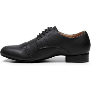 imageJUODVMP Mens Latin Dance Shoes Breathable 1quot Standard Heel Leather Ballroom Tango Dancing Shoes Model 401Qjw9010blacksuede Full Sole