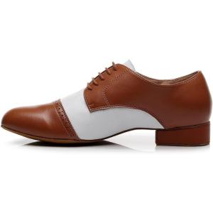 imageJUODVMP Mens Latin Dance Shoes Breathable 1quot Standard Heel Leather Ballroom Tango Dancing Shoes Model 401Qjw9010brownsuede Full Sole
