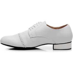 imageJUODVMP Mens Latin Dance Shoes Breathable 1quot Standard Heel Leather Ballroom Tango Dancing Shoes Model 401Qjw9010whitesuede Full Sole