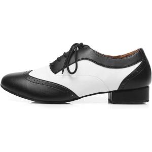 imageJUODVMP Mens Latin Dance Shoes Breathable 1quot Standard Heel Leather Ballroom Tango Dancing Shoes Model 401Ycl421whitesuede Full Sole