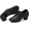 imageJUODVMP Women ampamp Men Latin Dance Shoes Practice Tie Up Closed Toe Standard Ballroom Teaching Performance Dance ShoesModel LHDNJBBlack2j52801hah