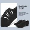 imageJUODVMP Women ampamp Men Latin Dance Shoes Practice Tie Up Closed Toe Standard Ballroom Teaching Performance Dance ShoesModel LHDNJBBlack35cmsuede Full Sole2805