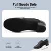 imageJUODVMP Women ampamp Men Latin Dance Shoes Practice Tie Up Closed Toe Standard Ballroom Teaching Performance Dance ShoesModel LHDNJBBlack35cmsuede Full Sole2801gw