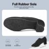 imageJUODVMP Women ampamp Men Latin Dance Shoes Practice Tie Up Closed Toe Standard Ballroom Teaching Performance Dance ShoesModel LHDNJBBlack5cmrubber Full Sole2805