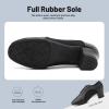 imageJUODVMP Women ampamp Men Latin Dance Shoes Practice Tie Up Closed Toe Standard Ballroom Teaching Performance Dance ShoesModel LHDNJBBlack5cmrubber Full Sole2801gw