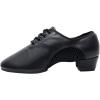 imageJUODVMP Women ampamp Men Latin Dance Shoes Practice Tie Up Closed Toe Standard Ballroom Teaching Performance Dance ShoesModel LHDNJBBlack5cmrubber Full Sole2801gw