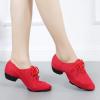 imageJUODVMP Women ampamp Men Latin Dance Shoes Practice Tie Up Closed Toe Standard Ballroom Teaching Performance Dance ShoesModel LHDNJBRed2j35mffzw