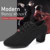 imageJUODVMP Womens Ballroom Dance Practice Shoes Canvas Breathable Chunky Heel Salsa Dance ShoesClosed Toe902rubber Full Sole2heel