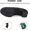 imageJUODVMP Womens Ballroom Dance Practice Shoes Canvas Breathable Chunky Heel Salsa Dance ShoesClosed Toe902rubber Split Sole2heel