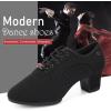 imageJUODVMP Womens Ballroom Dance Practice Shoes Canvas Breathable Chunky Heel Salsa Dance ShoesClosed Toe902rubber Split Sole2heel