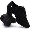imageJUODVMP Womens Ballroom Dance Practice Shoes Canvas Breathable Chunky Heel Salsa Dance ShoesClosed Toe902rubber Split Sole2heel