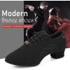 imageJUODVMP Womens Ballroom Dance Practice Shoes Canvas Breathable Chunky Heel Salsa Dance ShoesClosed Toe902suede Split Sole12heel