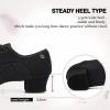 imageJUODVMP Womens Ballroom Dance Practice Shoes Canvas Breathable Chunky Heel Salsa Dance ShoesClosed Toe902suede Split Sole12heel