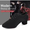 imageJUODVMP Womens Ballroom Dance Practice Shoes Canvas Breathable Chunky Heel Salsa Dance ShoesClosed Toe902suede Split Sole2heel