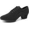 imageJUODVMP Women ampamp Men Latin Dance Shoes Practice Tie Up Closed Toe Standard Ballroom Teaching Performance Dance ShoesModel LHDNJBBlack35cmrubber Split Sole2805