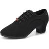 imageJUODVMP Womens Ballroom Dance Practice Shoes Canvas Breathable Chunky Heel Salsa Dance ShoesClosed Toe902rubber Full Sole2heel