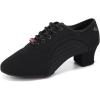 imageJUODVMP Womens Ballroom Dance Practice Shoes Canvas Breathable Chunky Heel Salsa Dance ShoesClosed Toe902suede Split Sole2heel