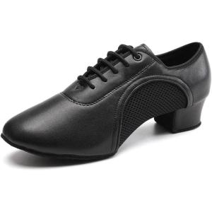 imageJUODVMP Women ampamp Men Latin Dance Shoes Practice Tie Up Closed Toe Standard Ballroom Teaching Performance Dance ShoesModel LHDNJBBlack35cmsuede Split Sole2801gw