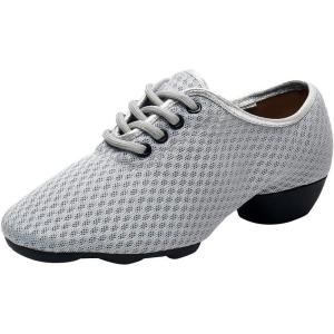 imageJUODVMP Women ampamp Men Latin Dance Shoes Practice Tie Up Closed Toe Standard Ballroom Teaching Performance Dance ShoesModel LHDNJBGrey2j35mffzw