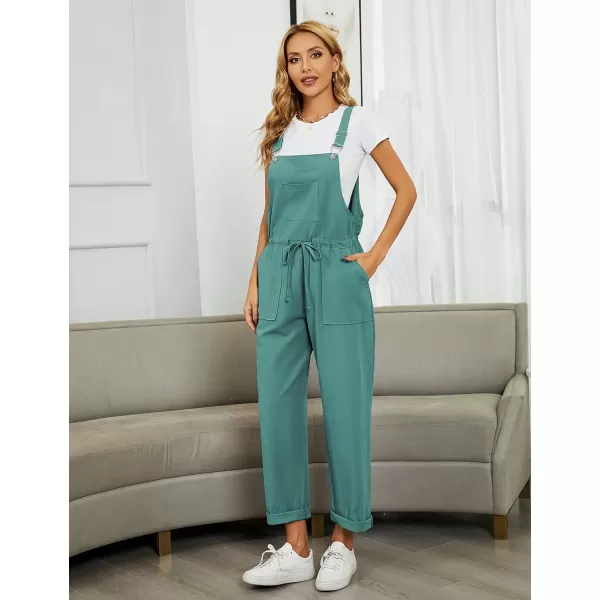 Tanming Womens Bib Overalls Adjustable Strap Drawstring Cotton Linen Jumpsuits