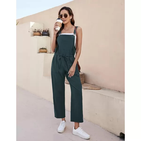 Tanming Womens Bib Overalls Adjustable Strap Drawstring Cotton Linen Jumpsuits