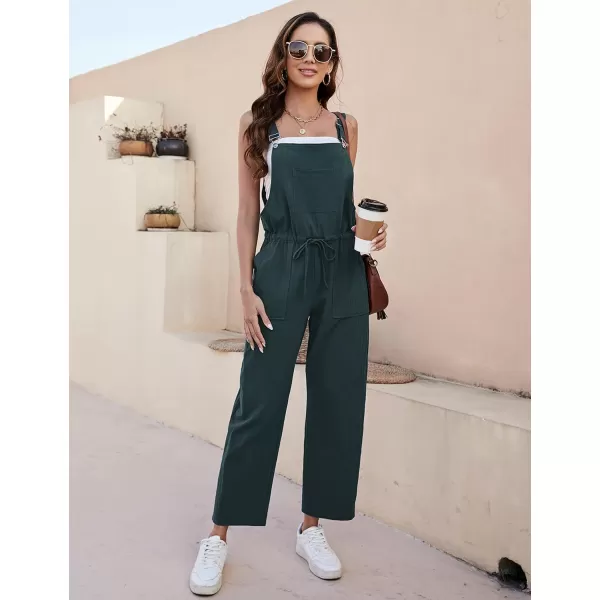 Tanming Womens Bib Overalls Adjustable Strap Drawstring Cotton Linen Jumpsuits