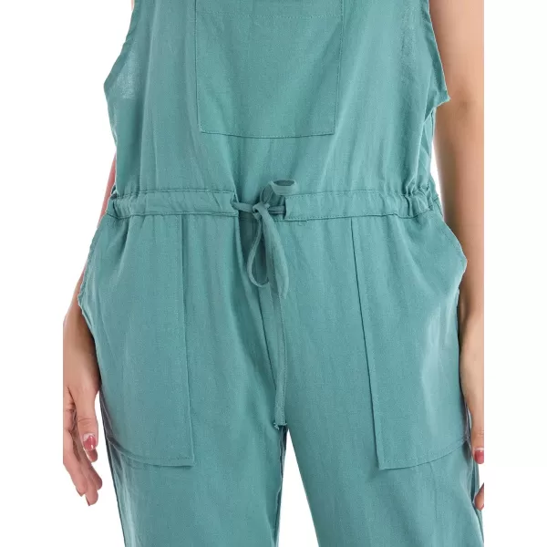 Tanming Womens Bib Overalls Adjustable Strap Drawstring Cotton Linen Jumpsuits