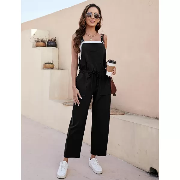 Tanming Womens Bib Overalls Adjustable Strap Drawstring Cotton Linen Jumpsuits