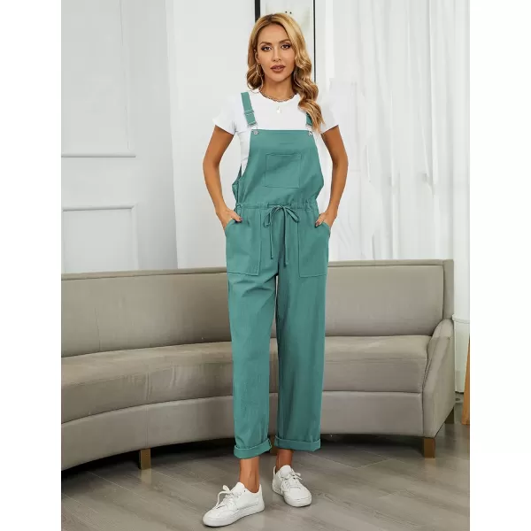 Tanming Womens Bib Overalls Adjustable Strap Drawstring Cotton Linen Jumpsuits