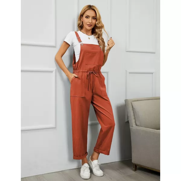 Tanming Womens Bib Overalls Adjustable Strap Drawstring Cotton Linen Jumpsuits