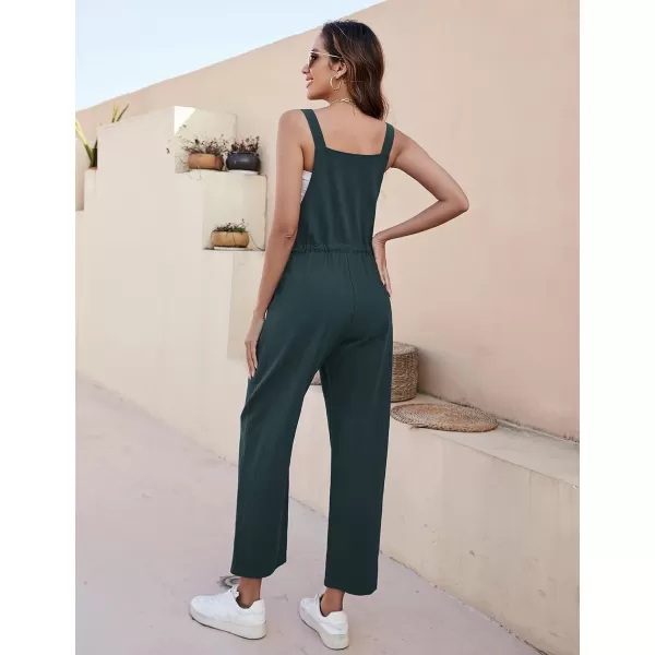 Tanming Womens Bib Overalls Adjustable Strap Drawstring Cotton Linen Jumpsuits