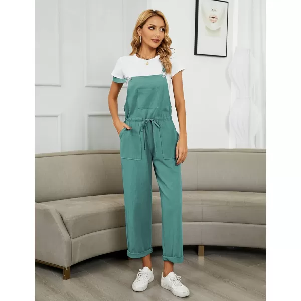 Tanming Womens Bib Overalls Adjustable Strap Drawstring Cotton Linen Jumpsuits