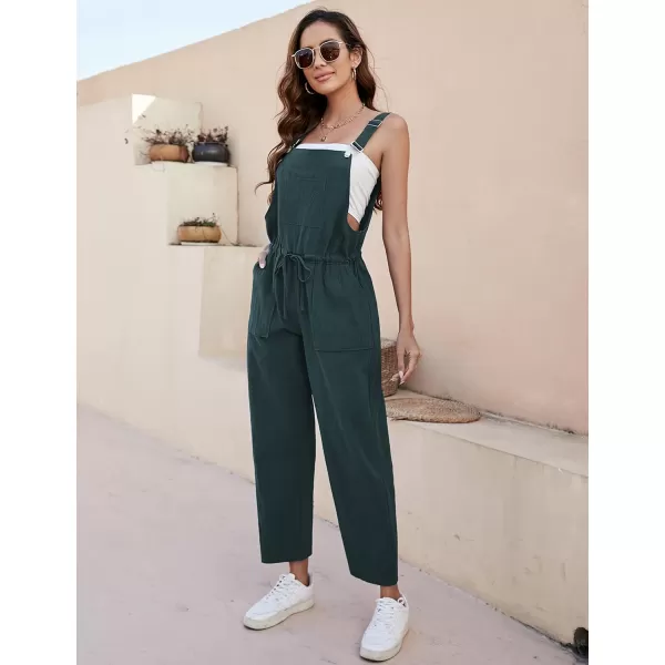 Tanming Womens Bib Overalls Adjustable Strap Drawstring Cotton Linen Jumpsuits