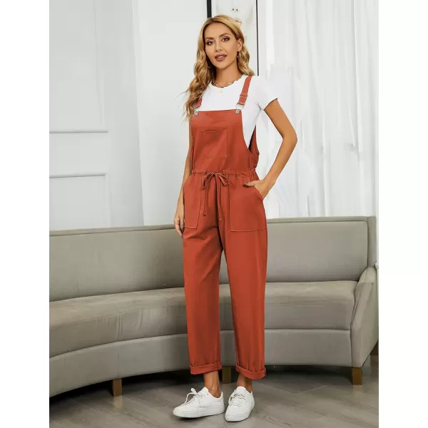 Tanming Womens Bib Overalls Adjustable Strap Drawstring Cotton Linen Jumpsuits