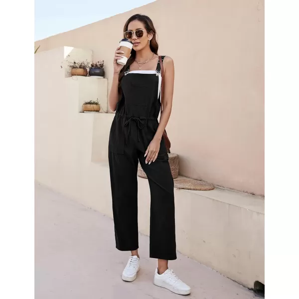 Tanming Womens Bib Overalls Adjustable Strap Drawstring Cotton Linen Jumpsuits