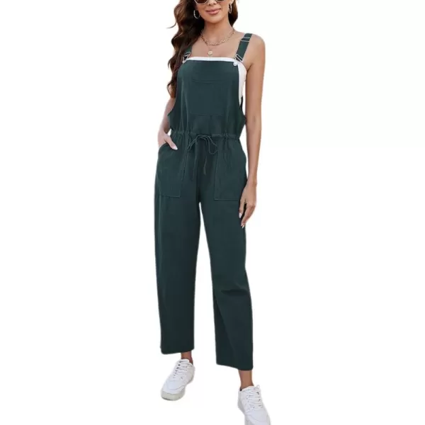 Tanming Womens Bib Overalls Adjustable Strap Drawstring Cotton Linen Jumpsuits