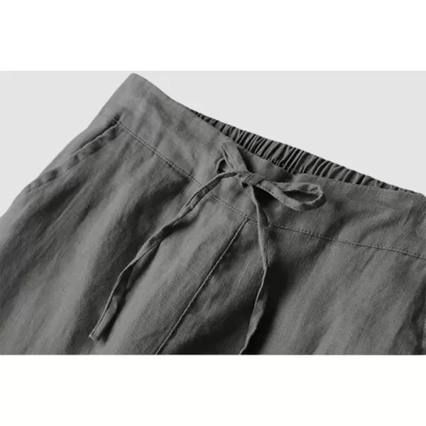 Tanming Linen Pants for Women Summer Casual High Waisted Drawstring White Beach Pant