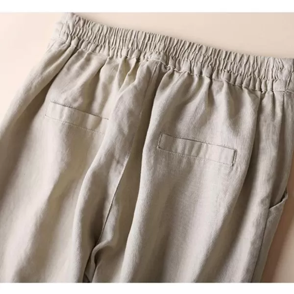 Tanming Linen Pants for Women Summer Casual High Waisted Drawstring White Beach Pant