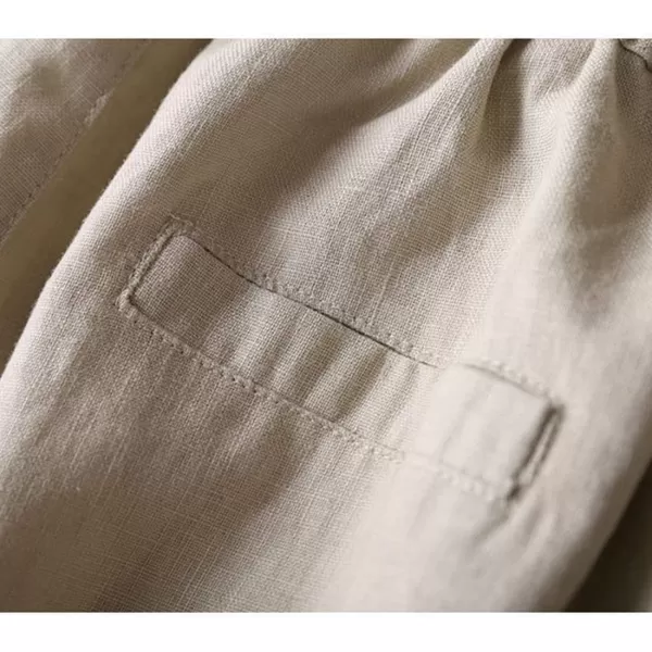 Tanming Linen Pants for Women Summer Casual High Waisted Drawstring White Beach Pant