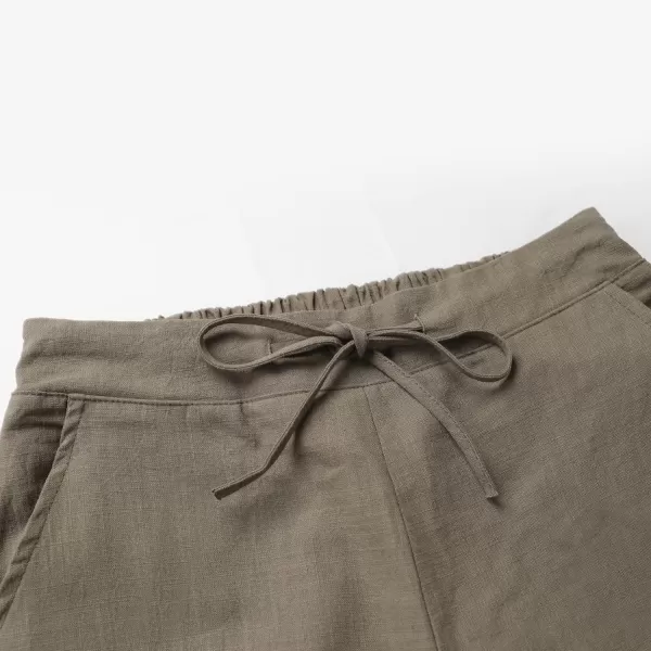 Tanming Linen Pants for Women Summer Casual High Waisted Drawstring White Beach Pant