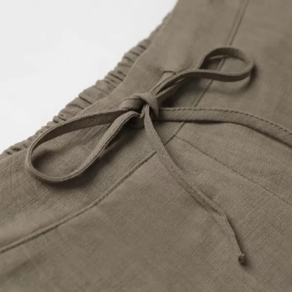 Tanming Linen Pants for Women Summer Casual High Waisted Drawstring White Beach Pant