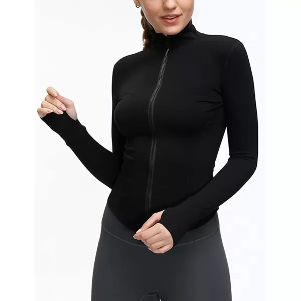Tanming Women's Full Zip Seamless Workout Jacket Running Yoga Slim Fit Track Jacket