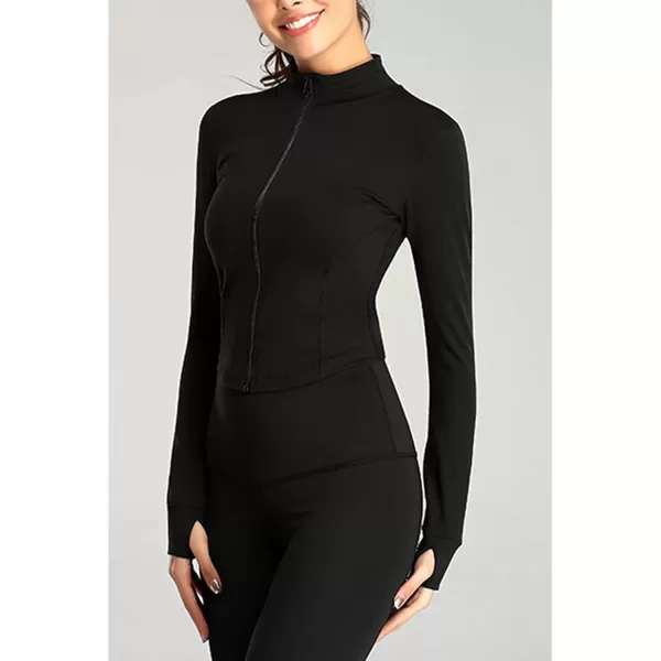 Tanming Women's Full Zip Seamless Workout Jacket Running Yoga Slim Fit Track Jacket
