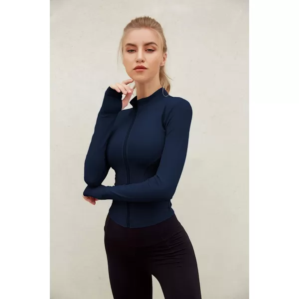 Tanming Women's Full Zip Seamless Workout Jacket Running Yoga Slim Fit Track Jacket