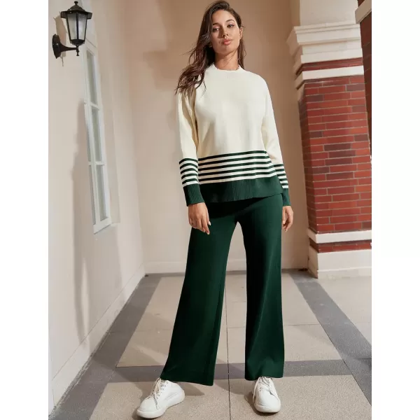 Tanming Women's Lounge Sets 2 Piece Outfits Knitted Pullover Sweater Tops Wide Leg Pants Tracksuit