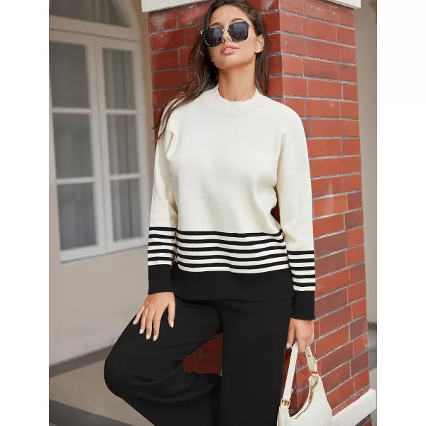 Tanming Women's Lounge Sets 2 Piece Outfits Knitted Pullover Sweater Tops Wide Leg Pants Tracksuit